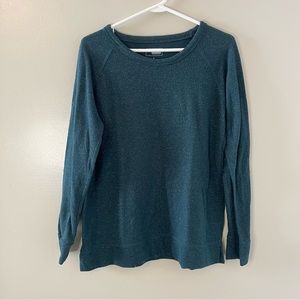 Sonoma Womens Long Sleeve Sweater Teal Silver Shimmer Pullover Size Large